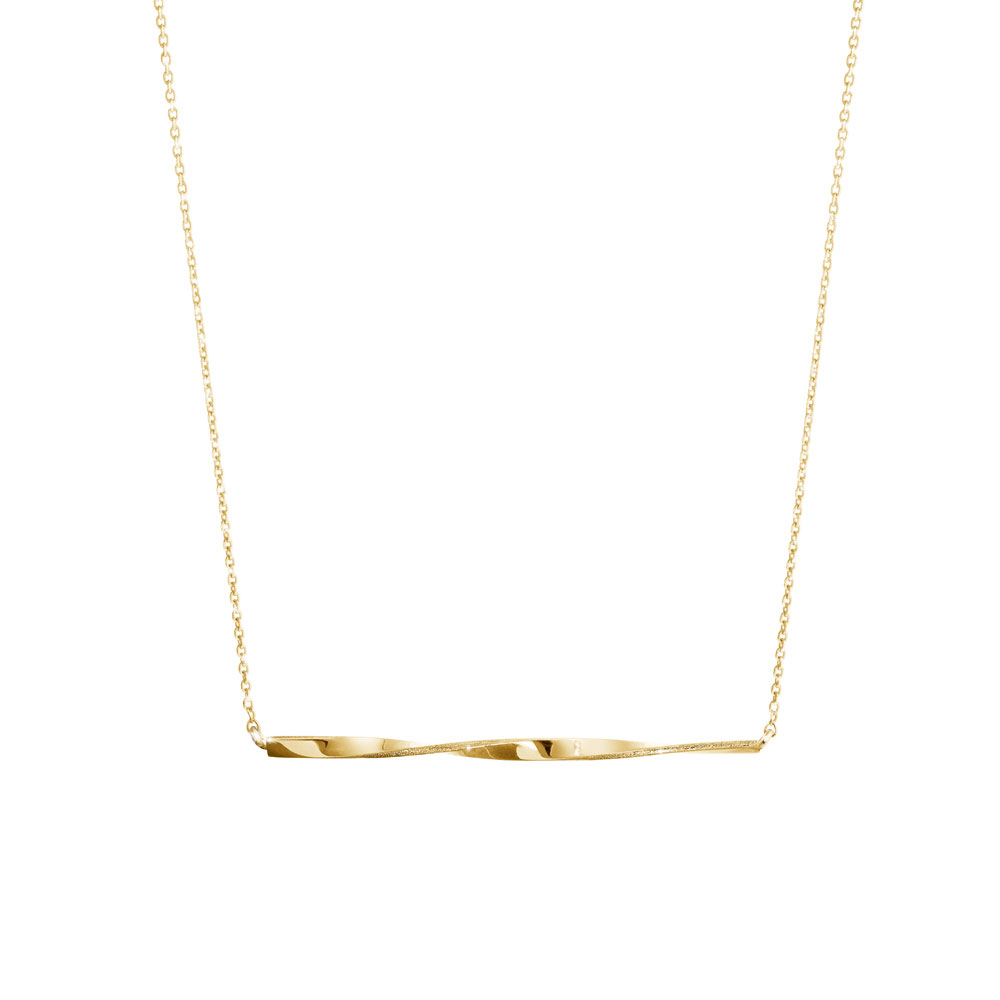 Twisted Bar Necklace In Yellow Gold