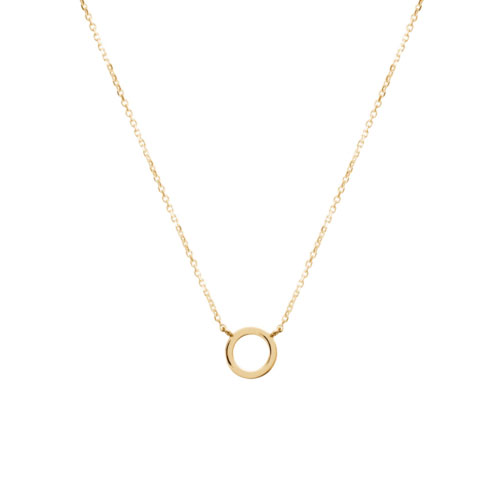 Yellow Gold Circle Charm Necklace