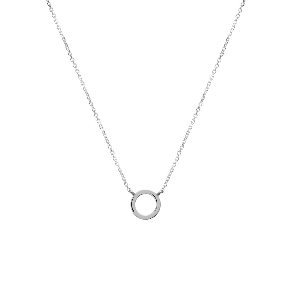 White Gold Circle Charm Necklace