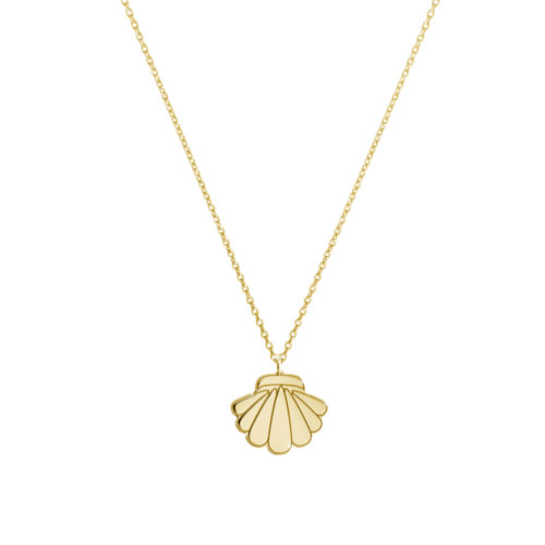 Clam Seashell Pendant Necklace In Yellow Gold