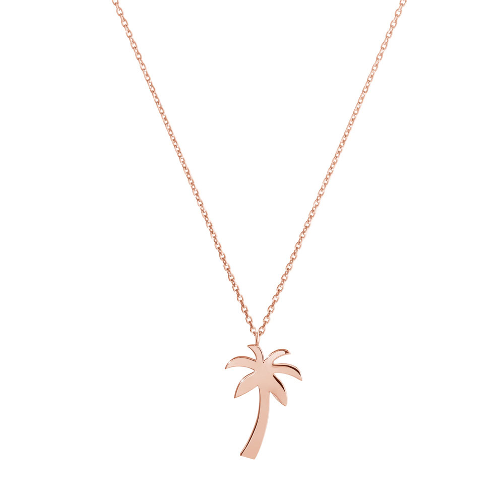 Dainty Palm Tree Pendant Necklace in Rose Gold