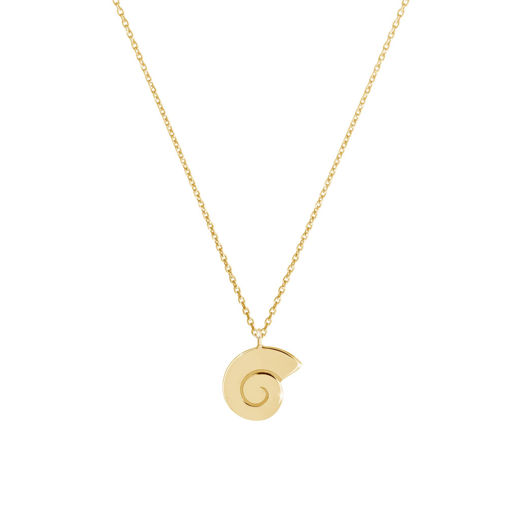 Dainty Seashell Pendant Necklace In Yellow Gold