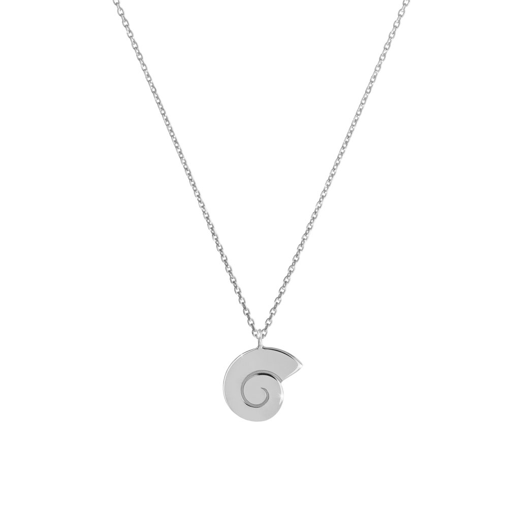 Dainty Seashell Pendant Necklace In White Gold