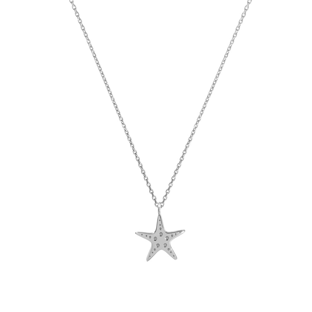 White Gold Dainty Starfish Pendant Necklace