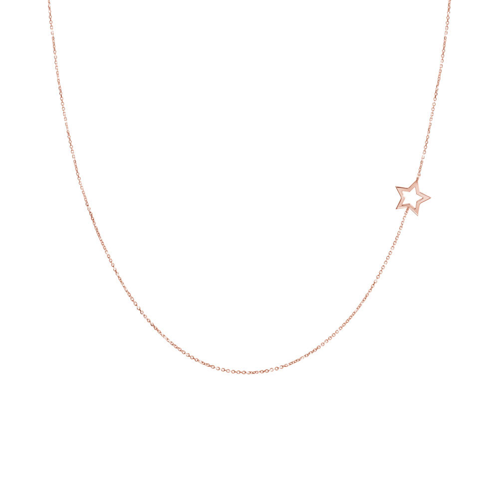 Side Star Charm Necklace in Rose Gold