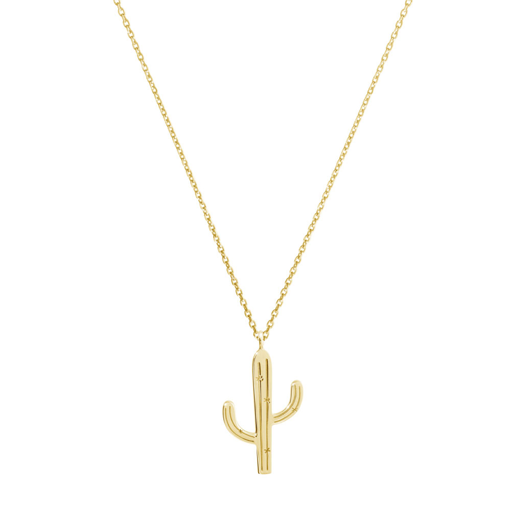 Special Cactus Pendant Necklace in Yellow Gold