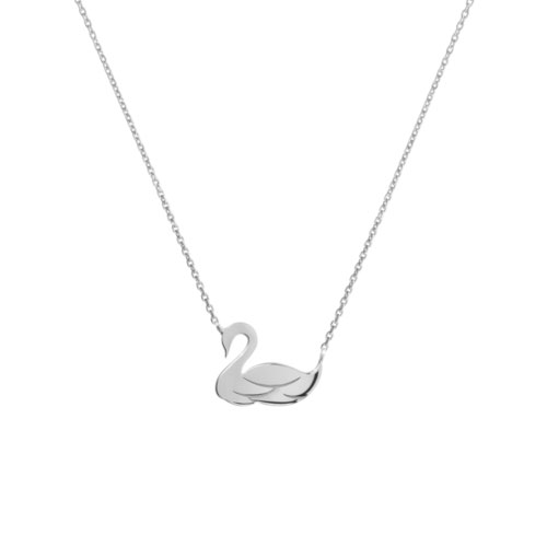 Dainty Swan Charm Necklace made of White Gold