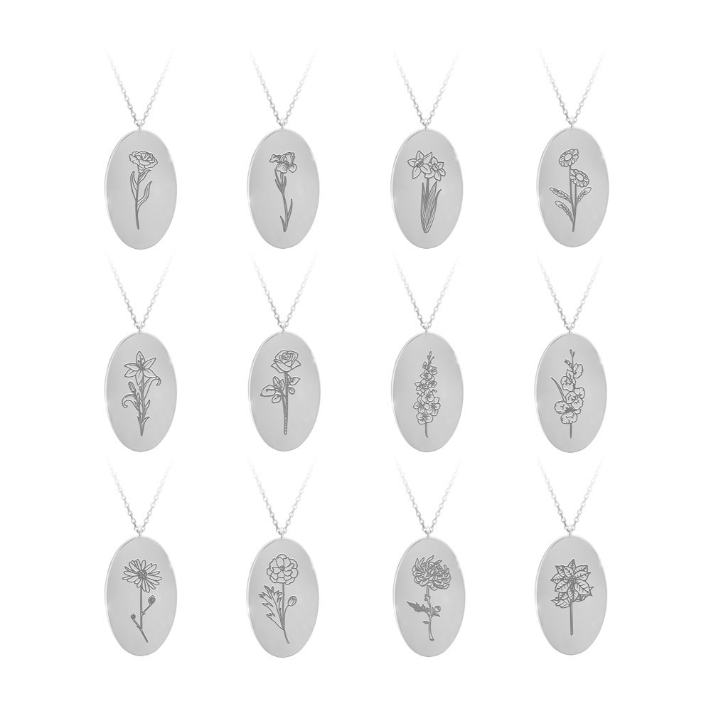 The Whole Selection Of The Birth Month Flower Pendant in White Gold