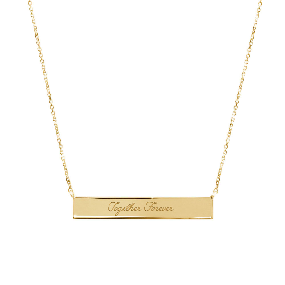 Inspirational Engraving Yellow Gold Bar Necklace