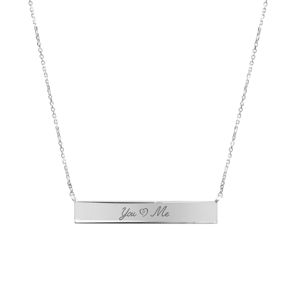 Inspirational Engraving White Gold Bar Necklace