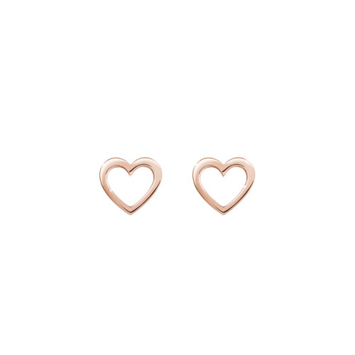 Mini Gold Heart Stud Earrings In Rose Gold