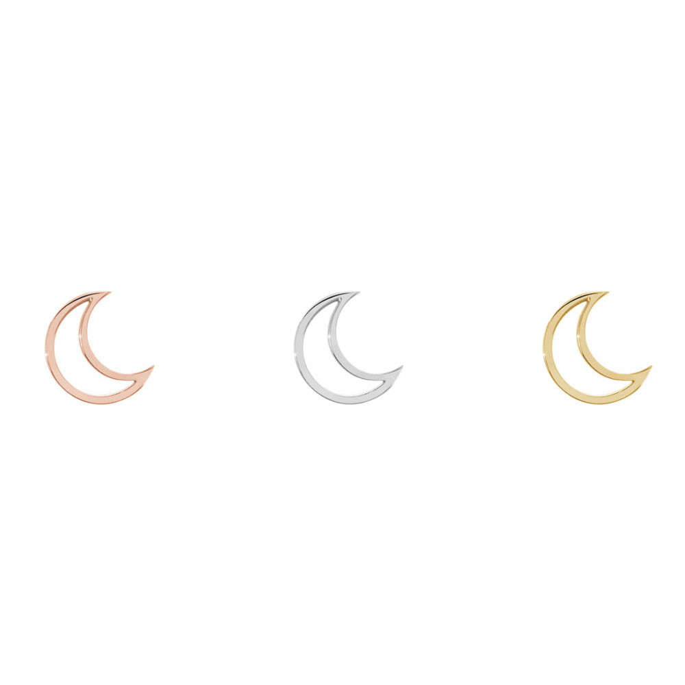 All Three Options Of The Dainty Crescent Moon Studs in Solid Gold