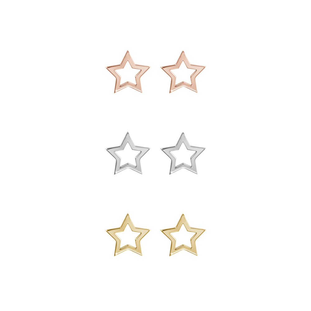 All Three Options Of The Dainty Star Studs in Solid Gold
