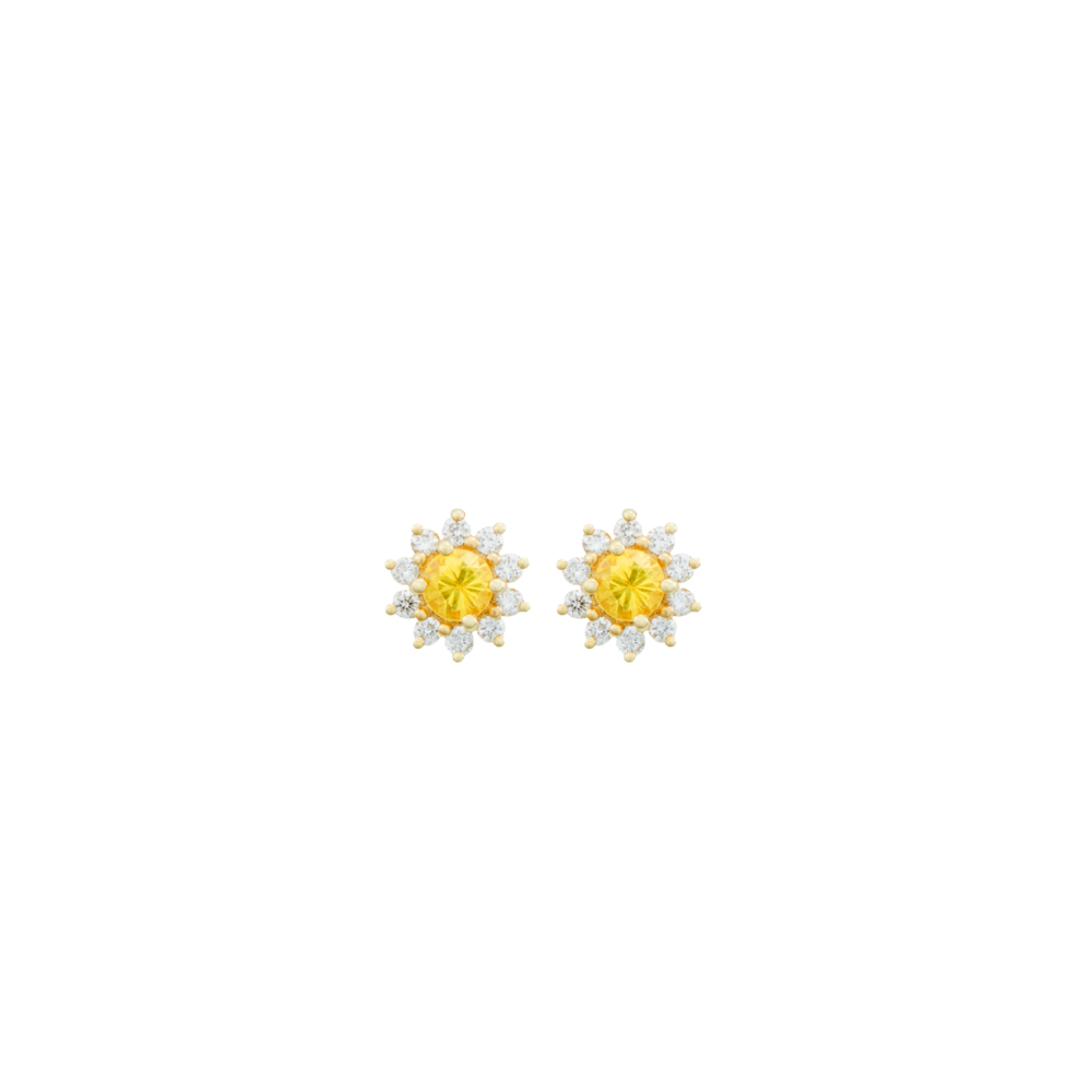 Yellow Sapphire and Diamond Earrings in yellow Gold
