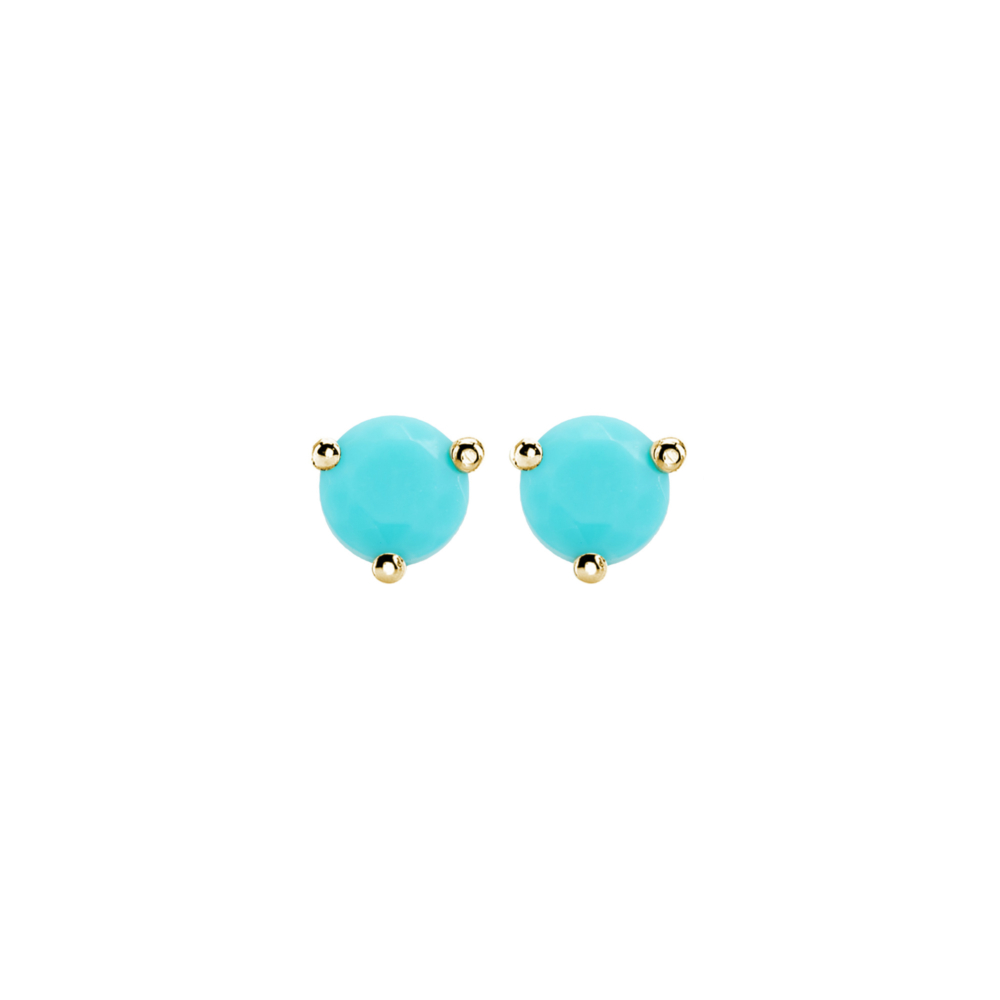 Small Turquoise Studs in yellow Gold