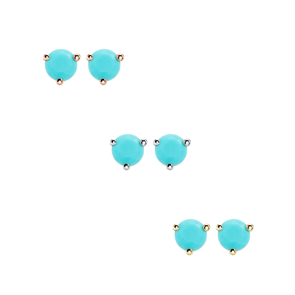 all three options of the Small Turquoise Studs in Solid Gold