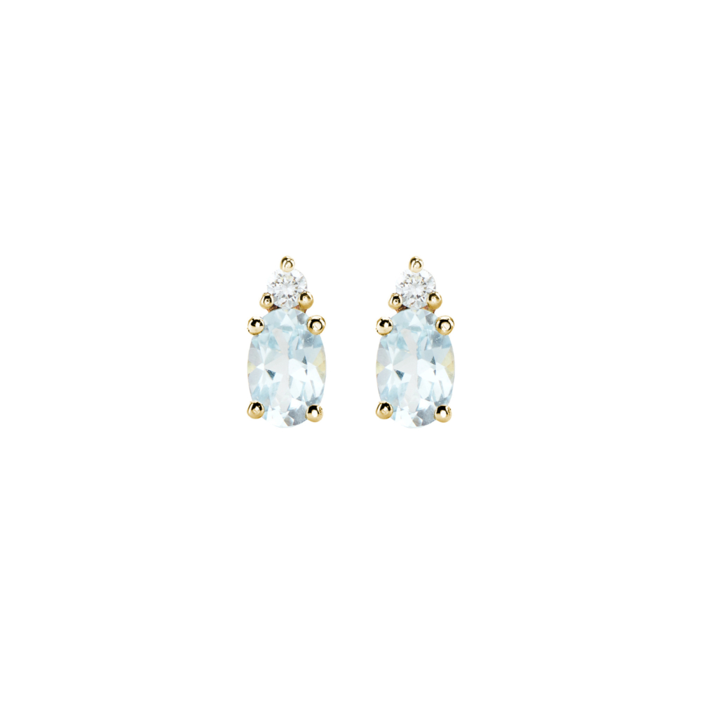 Sky Blue Topaz and Diamond Earrings in yellow Gold
