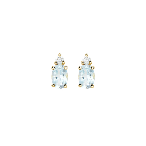 Sky Blue Topaz and Diamond Earrings in yellow Gold