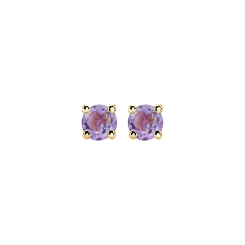Tiny Amethyst Stud Earrings in yellow Gold