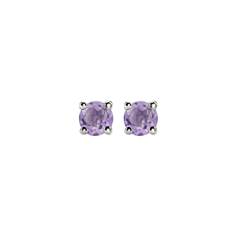 Tiny Amethyst Stud Earrings in white Gold