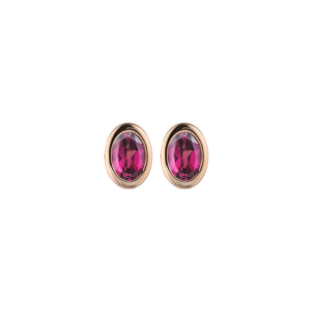 Oval Rhodolite Earrings in rose gold
