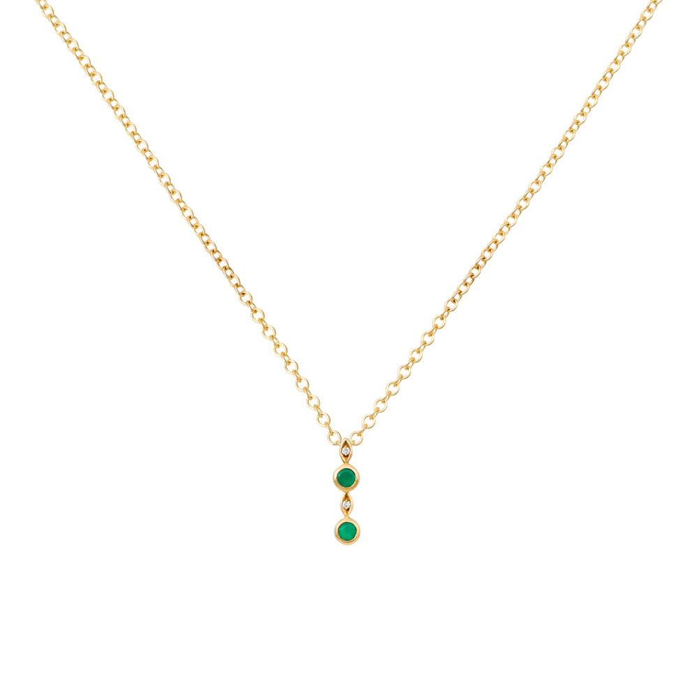 Multi-Stone Pendant with Green Agates and Diamonds in yellow gold