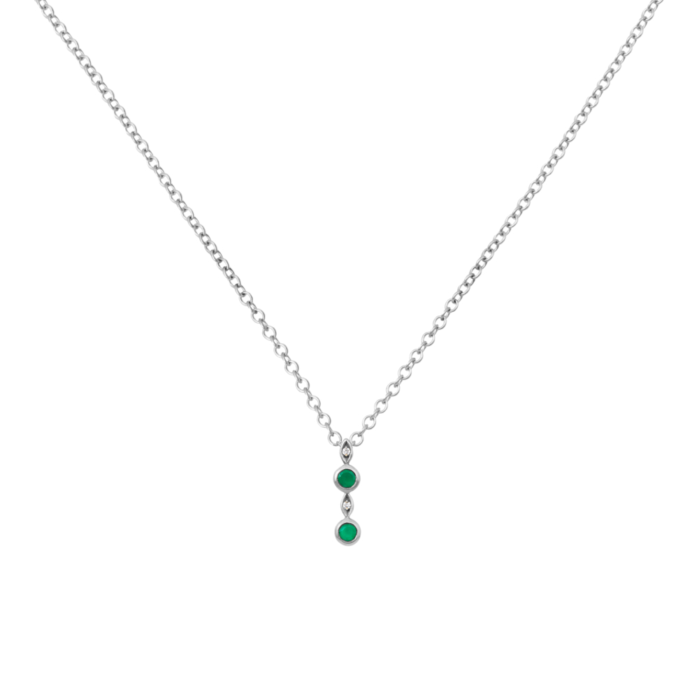 Multi-Stone Pendant with Green Agates and Diamonds in white gold