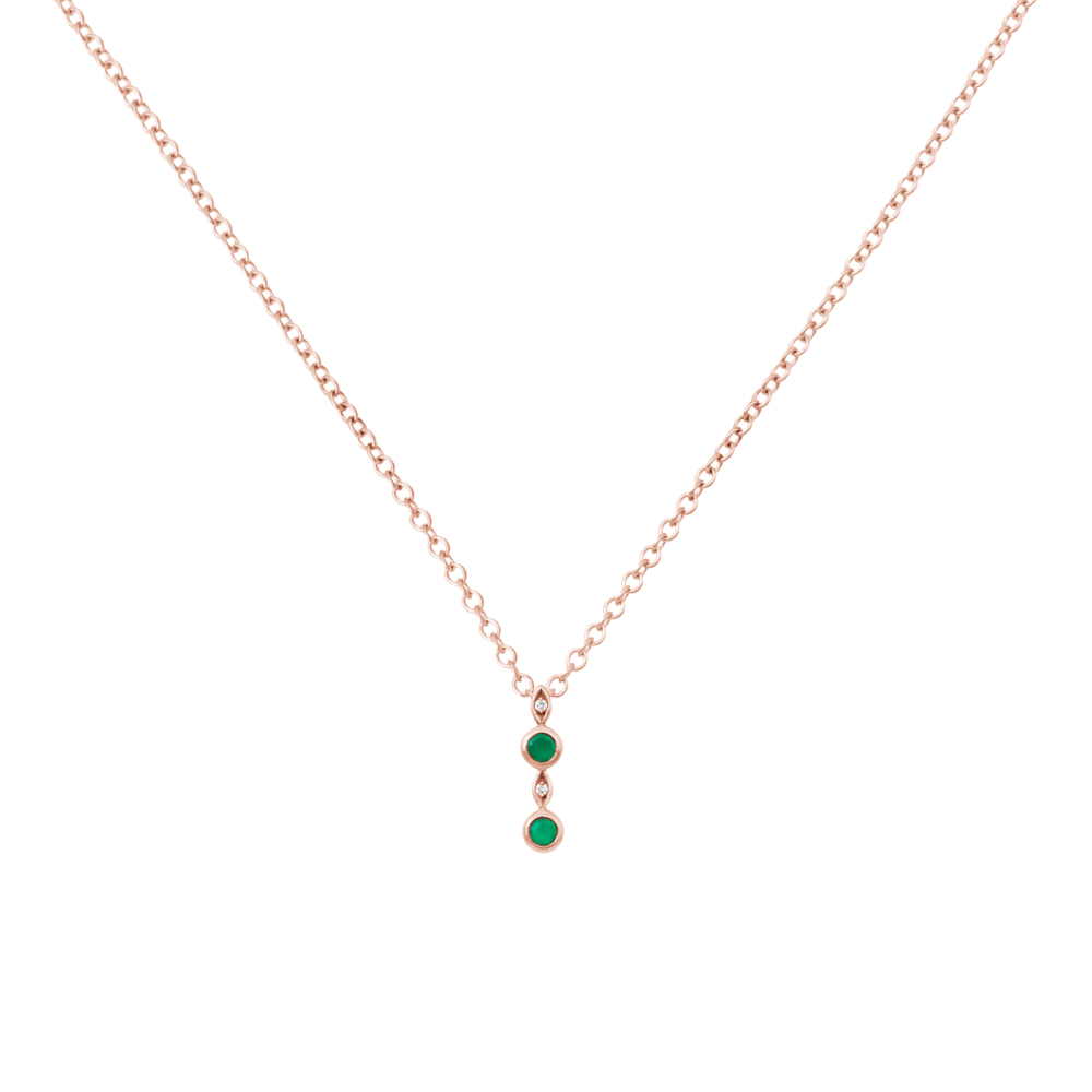 Multi-Stone Pendant with Green Agates and Diamonds in rose gold