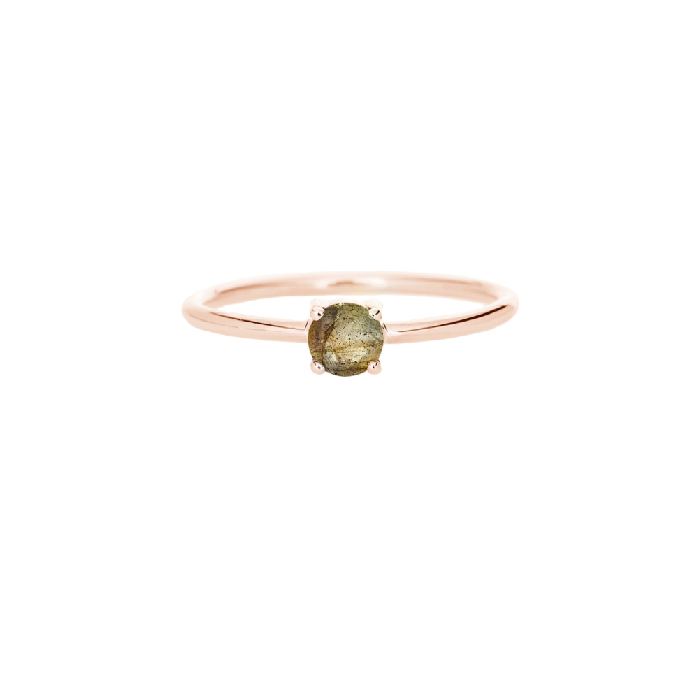labradorite solitaire ring in rose gold