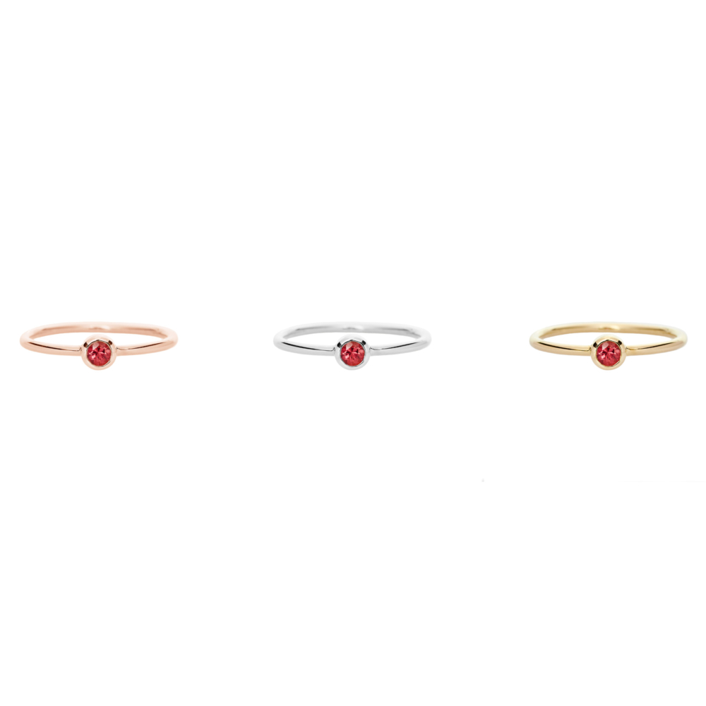 all three options of the red sapphire solitaire ring in solid gold