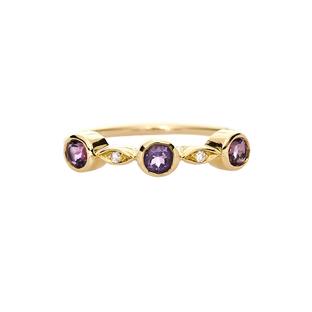 multiple gemstones ring in yellow gold