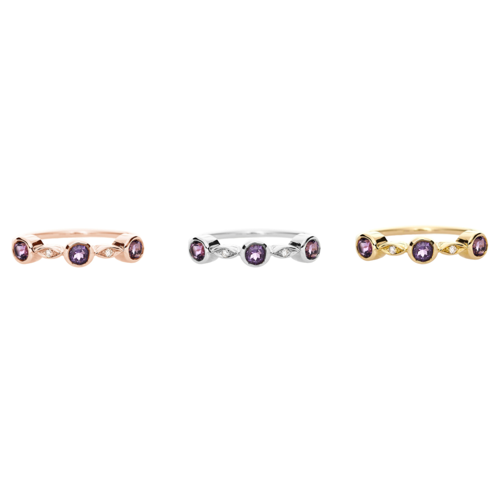 all three options of the multiple gemstones ring in solid gold