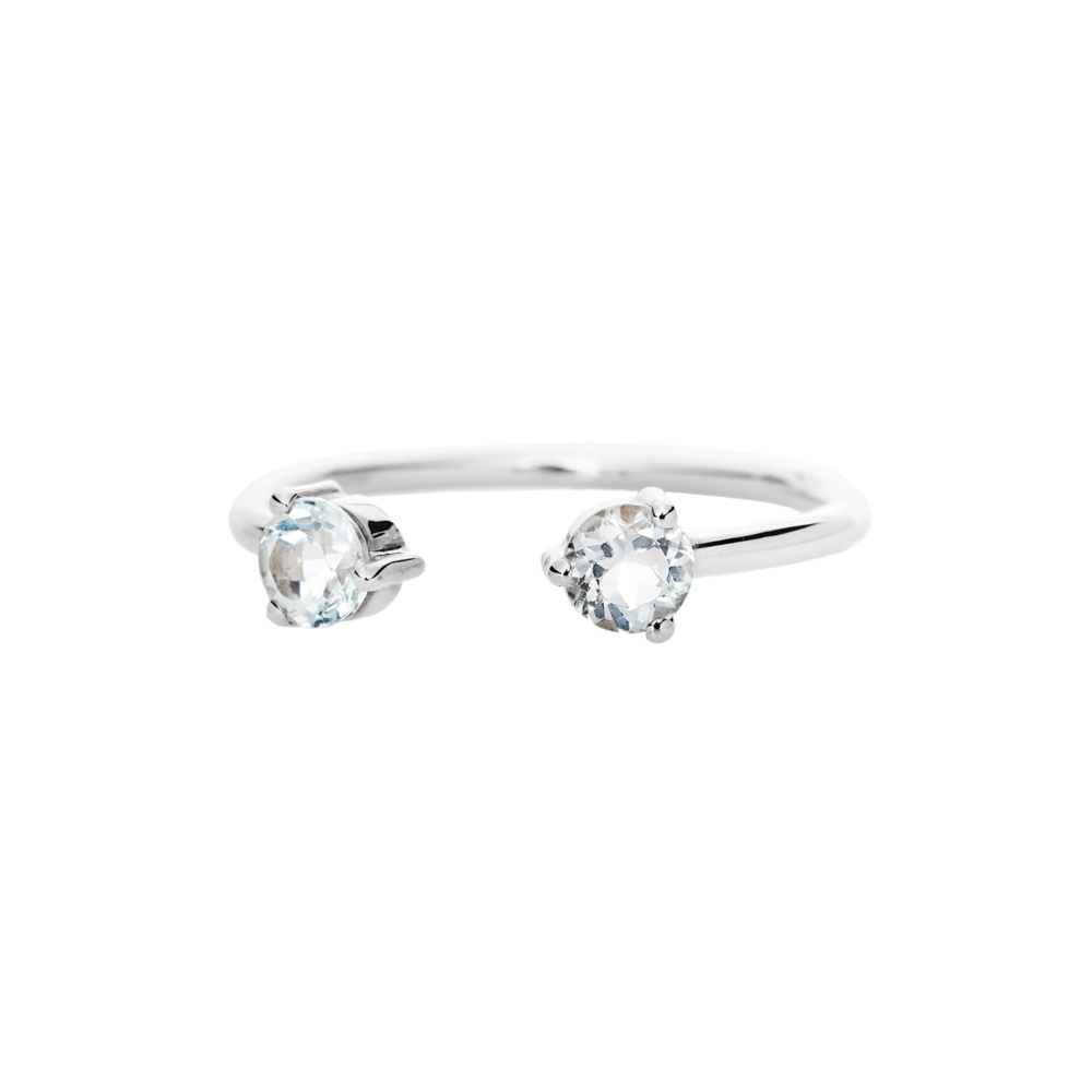 open band ring with a sky blue topaz ring in white gold
