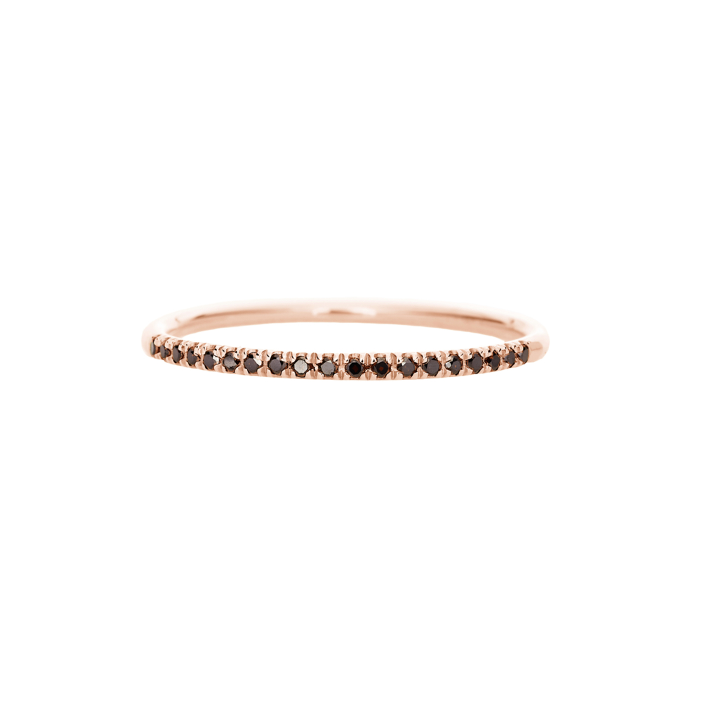 half eternity ring with black diamonds in rose gold