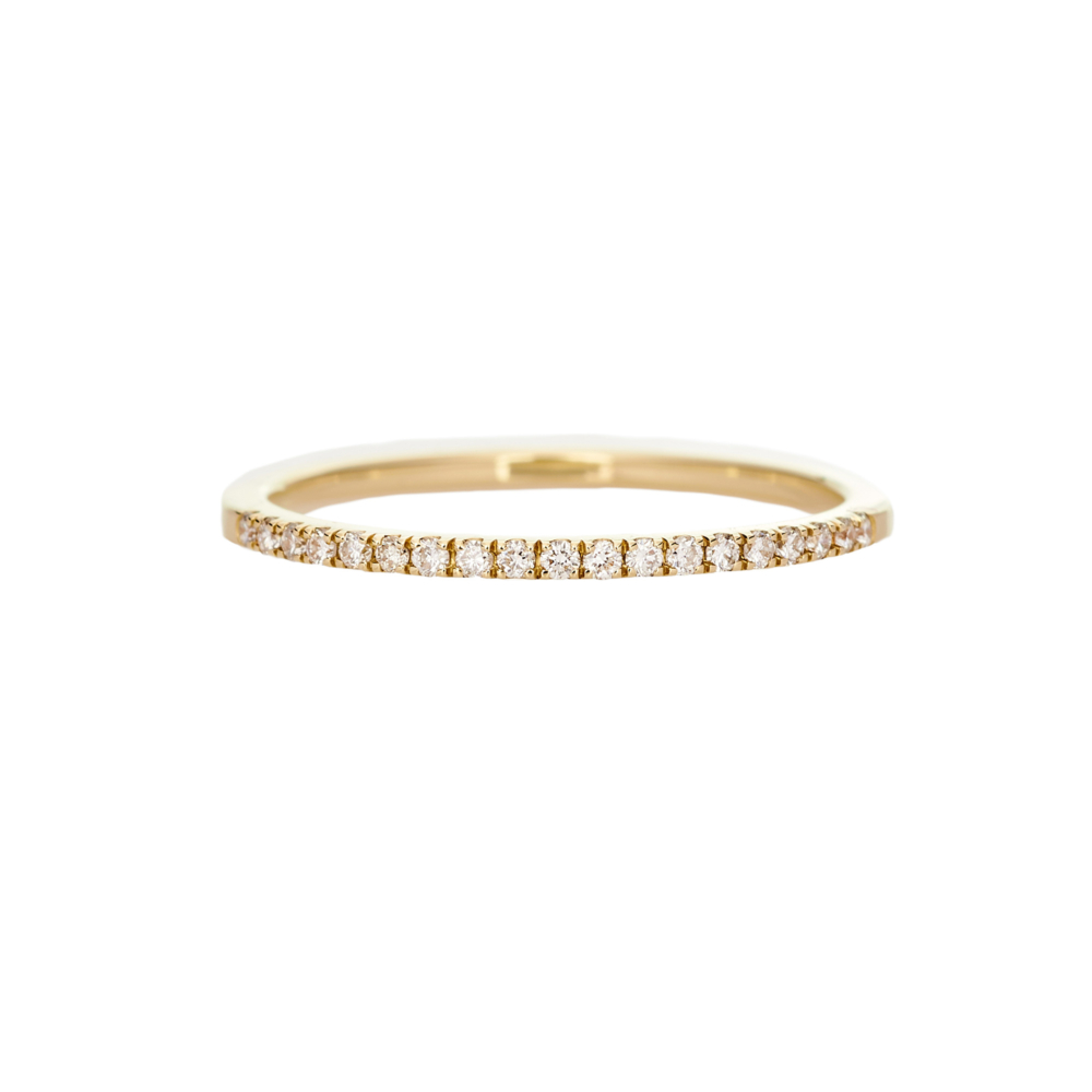 half eternity band ring with white diamonds in yellow gold