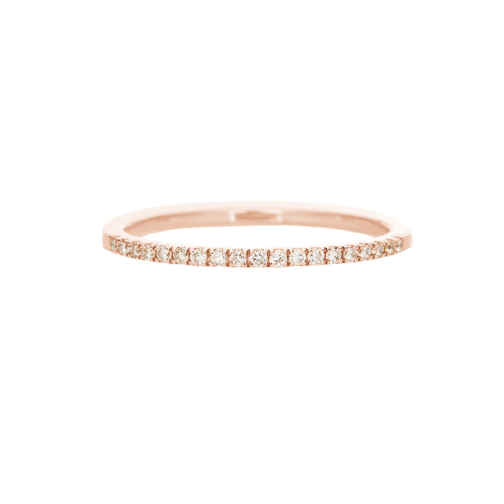 half eternity band ring with white diamonds in rose gold