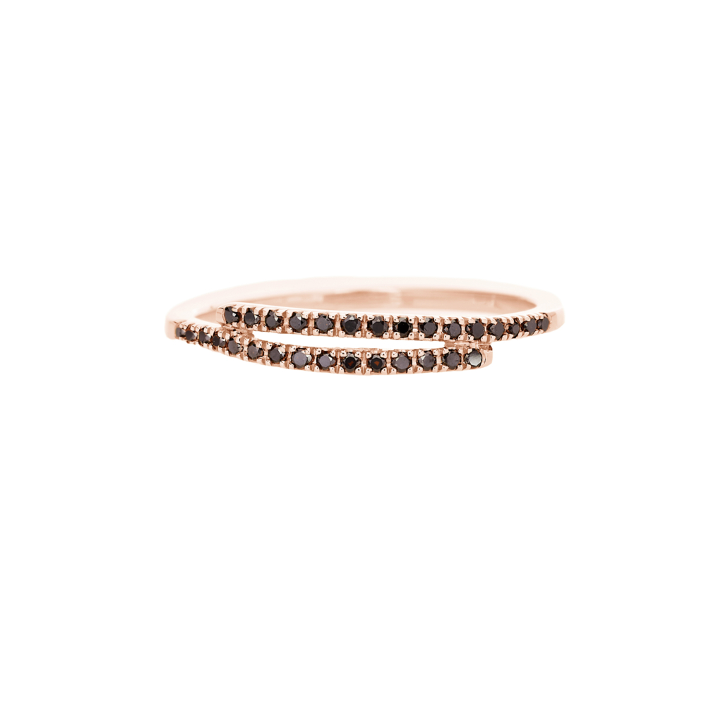 wrap half eternity ring with black diamonds in rose gold