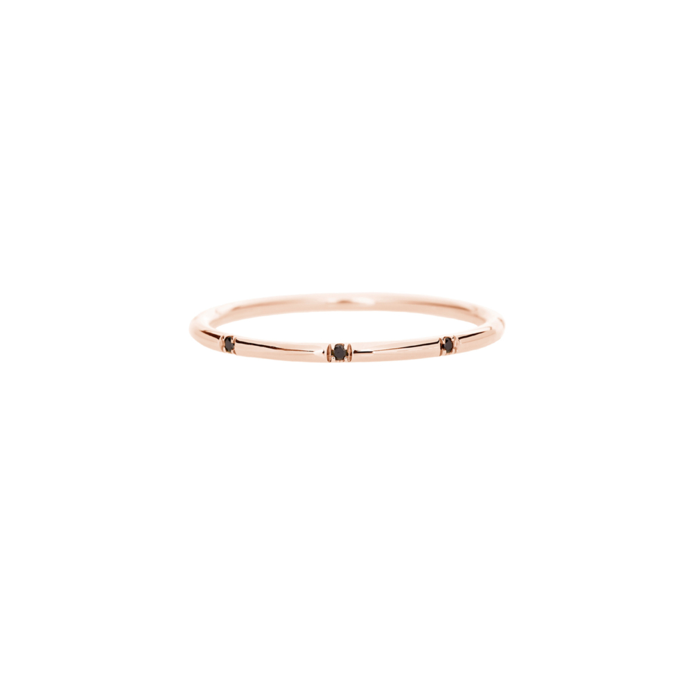 simple round rose gold ring with black diamonds