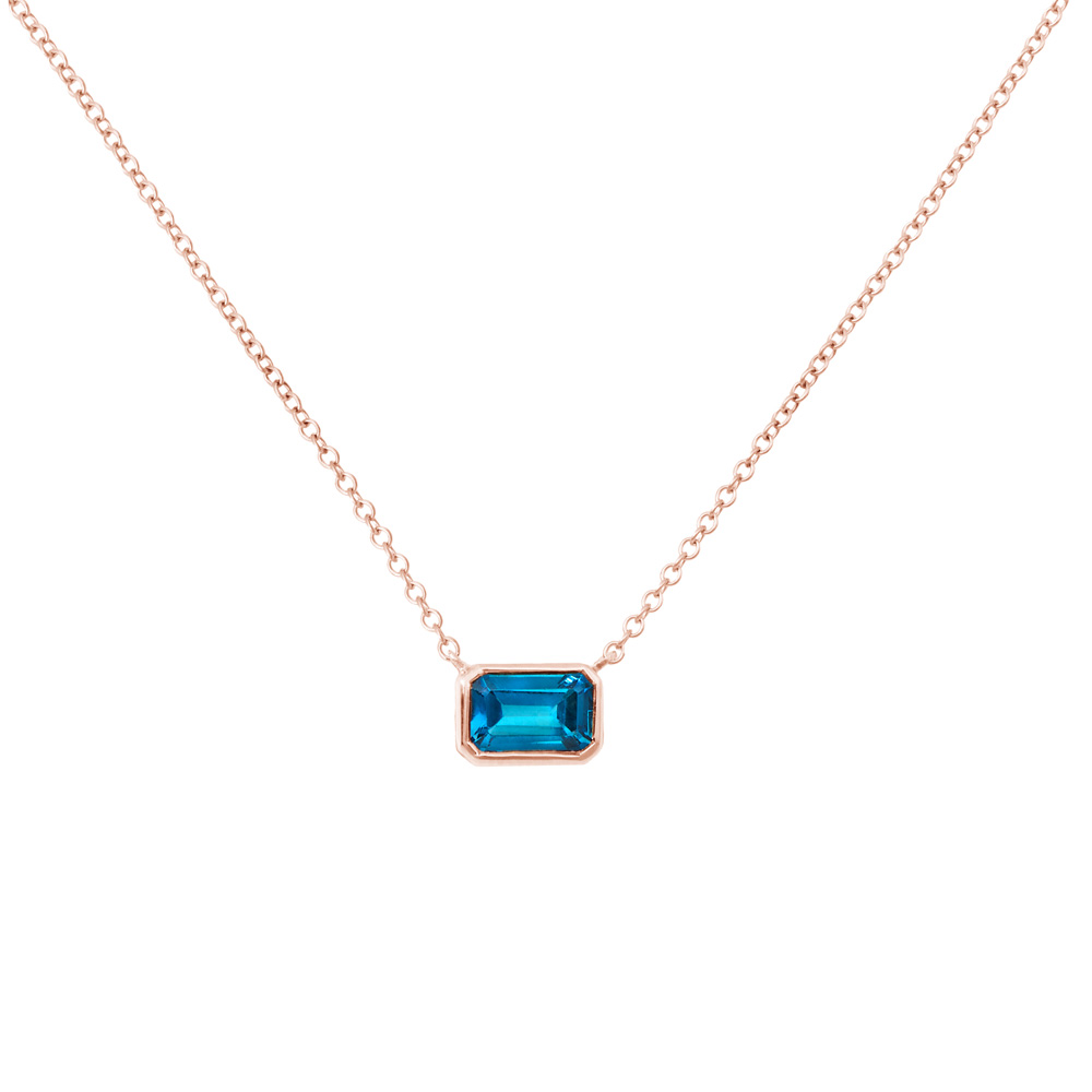London Blue Topaz Solitaire Pendant in rose Gold