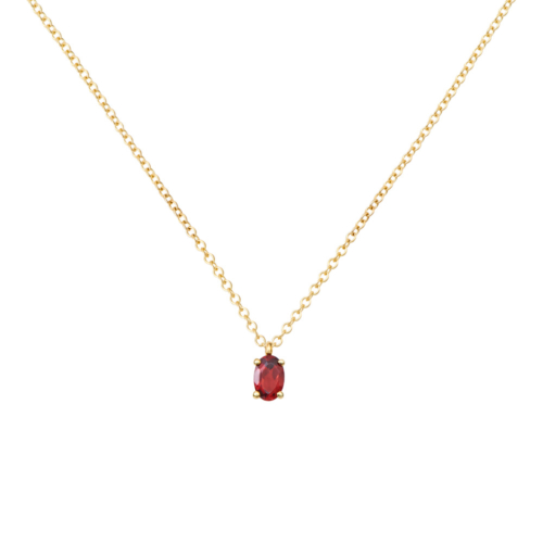 Garnet Necklace with an Oval Shape in Yellow Gold