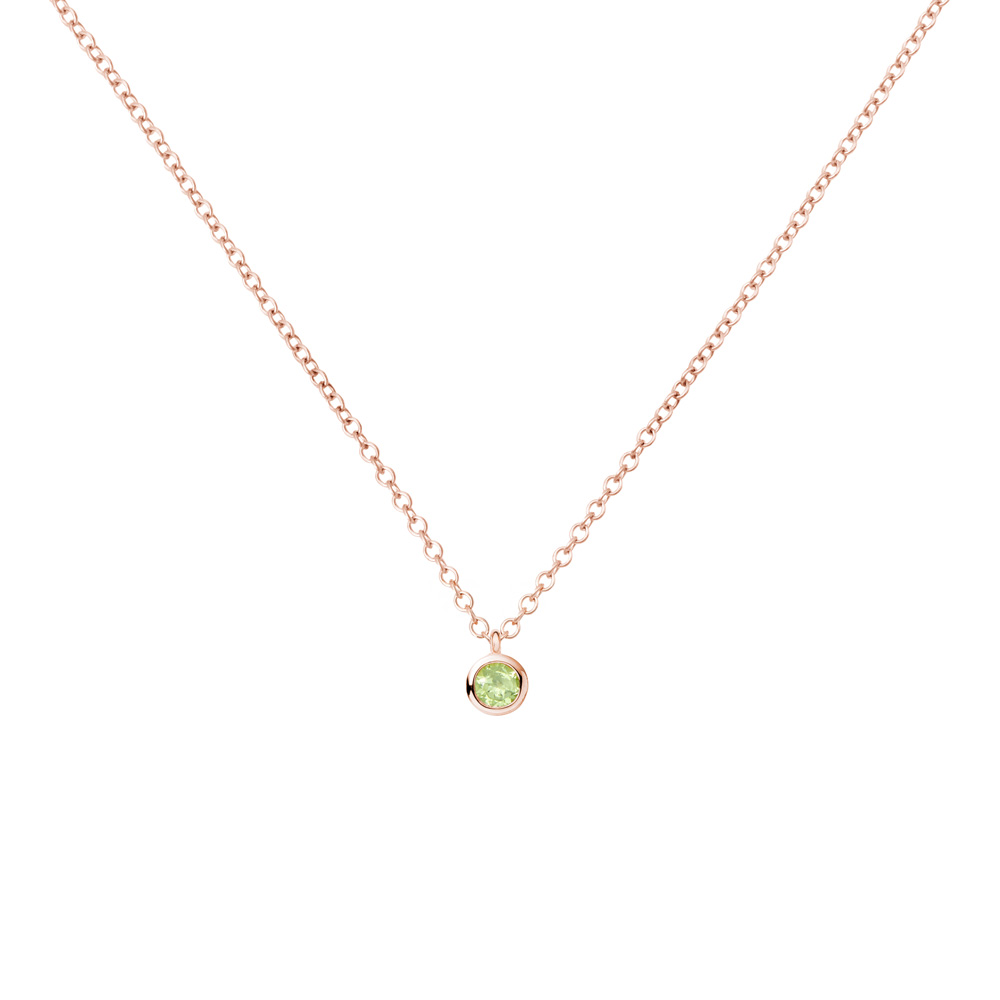 Round Peridot Solitaire Necklace in Rose Gold