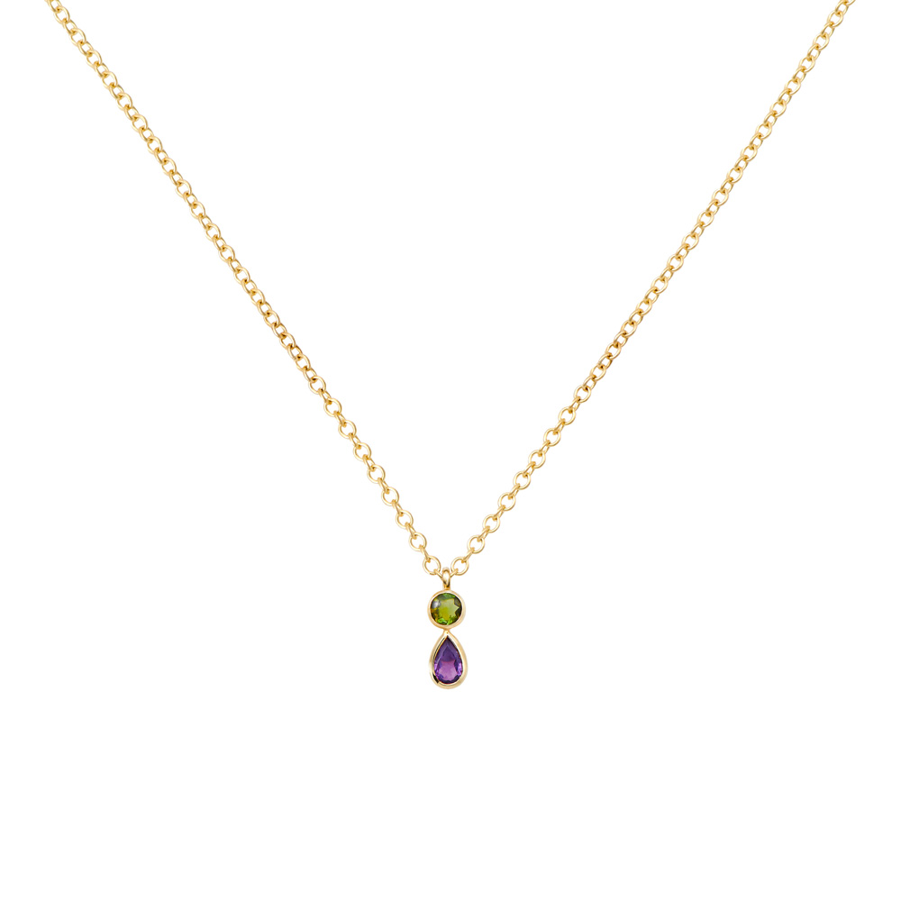 Two-Stone Pendant Necklace in yellow Gold