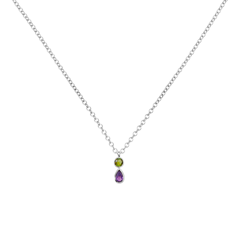 Two-Stone Pendant Necklace in white Gold