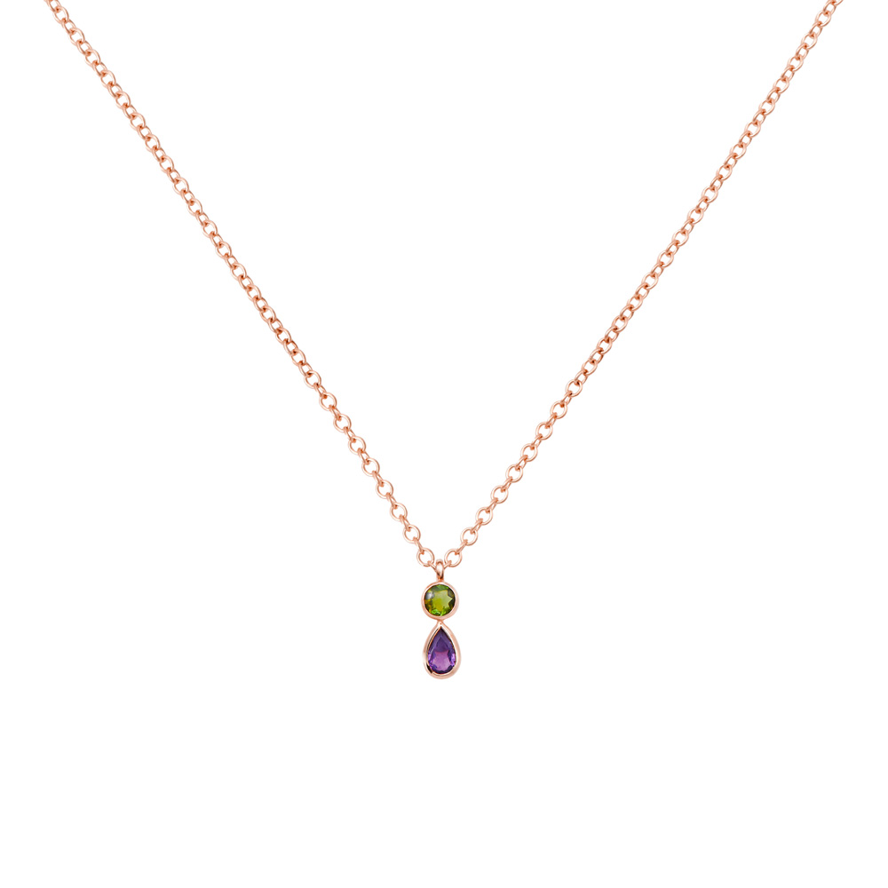 Two-Stone Pendant Necklace in rose Gold