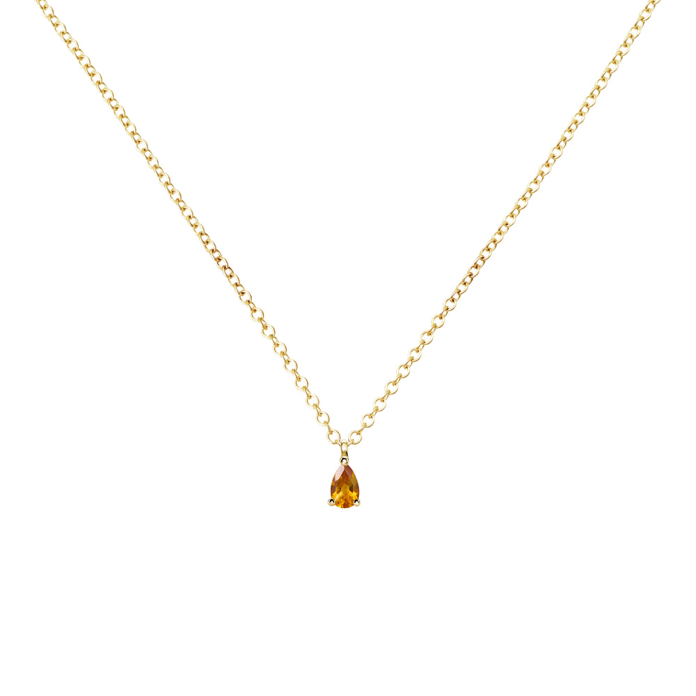 Citrine Solitaire Necklace in yellow Gold