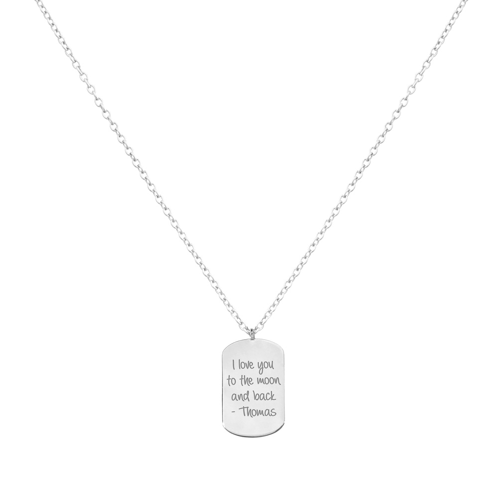 Personalized Dog Tag Necklace in Solid Gold 18K White 50cm (19.68in)