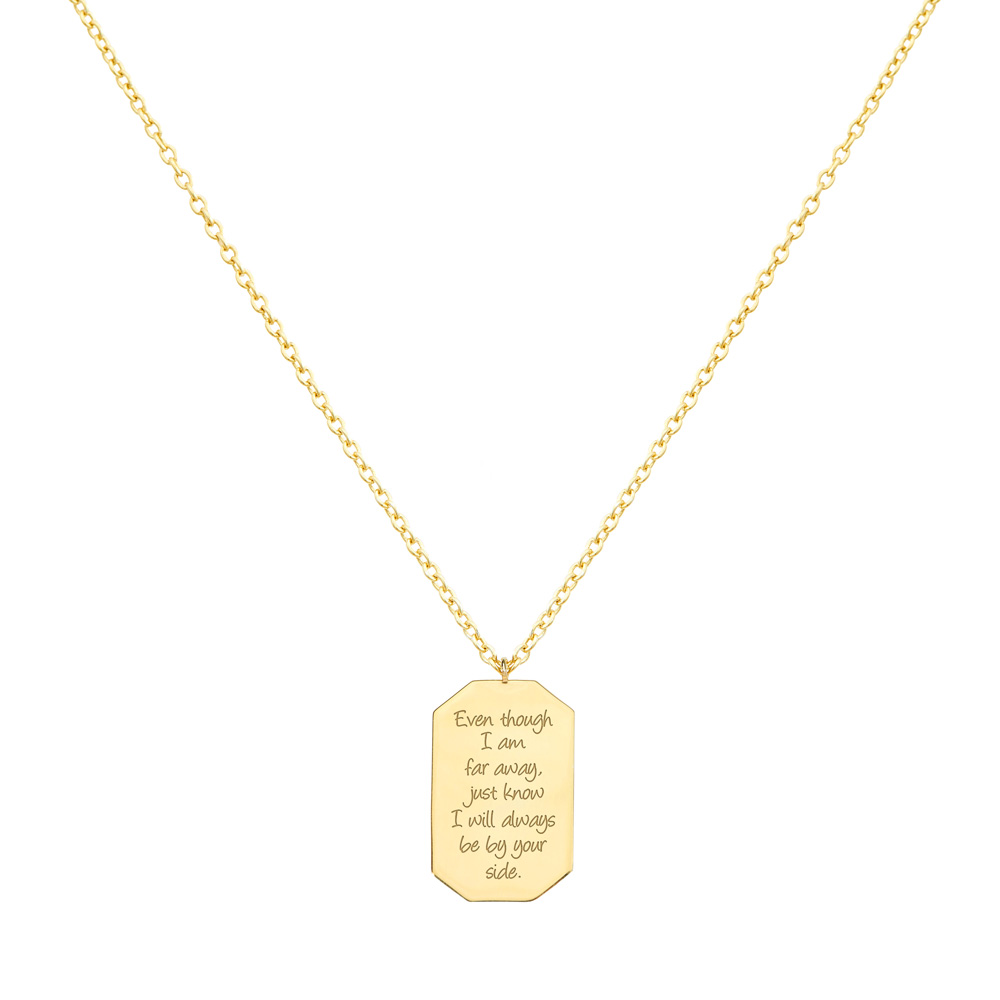 Gold Dog Tag Necklace with Both Sides Engraved 9k Yellow 50cm (19.68in)
