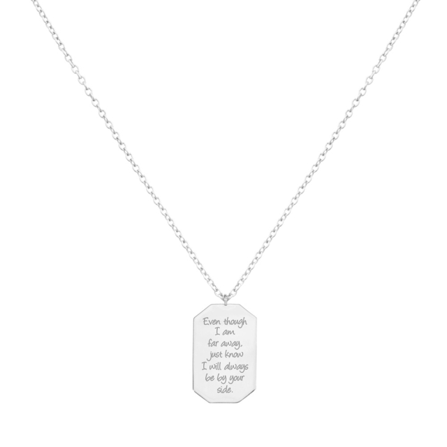 Gold Dog Tag Necklace with Both Sides Engraved Tales In Gold