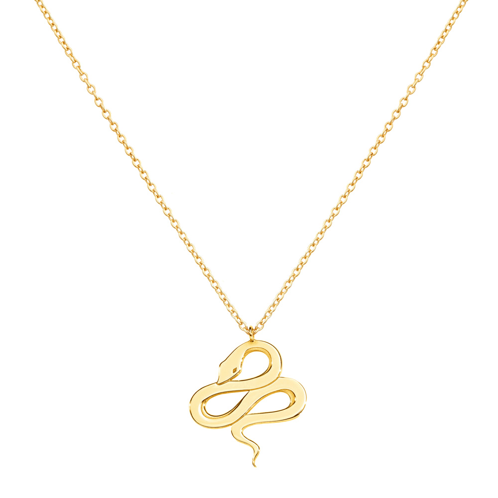 Simple Snake Pendant Necklace in yellow Gold