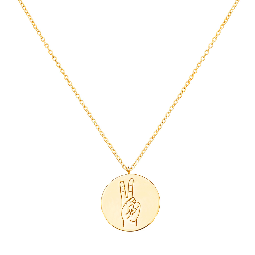Peace Sign Pendant Necklace in yellow Gold